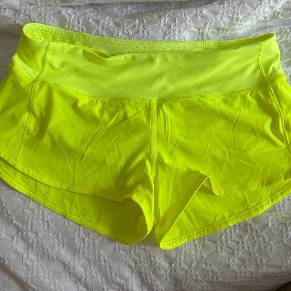 Lululemon sped ups Neon Yellow Athletic Shorts